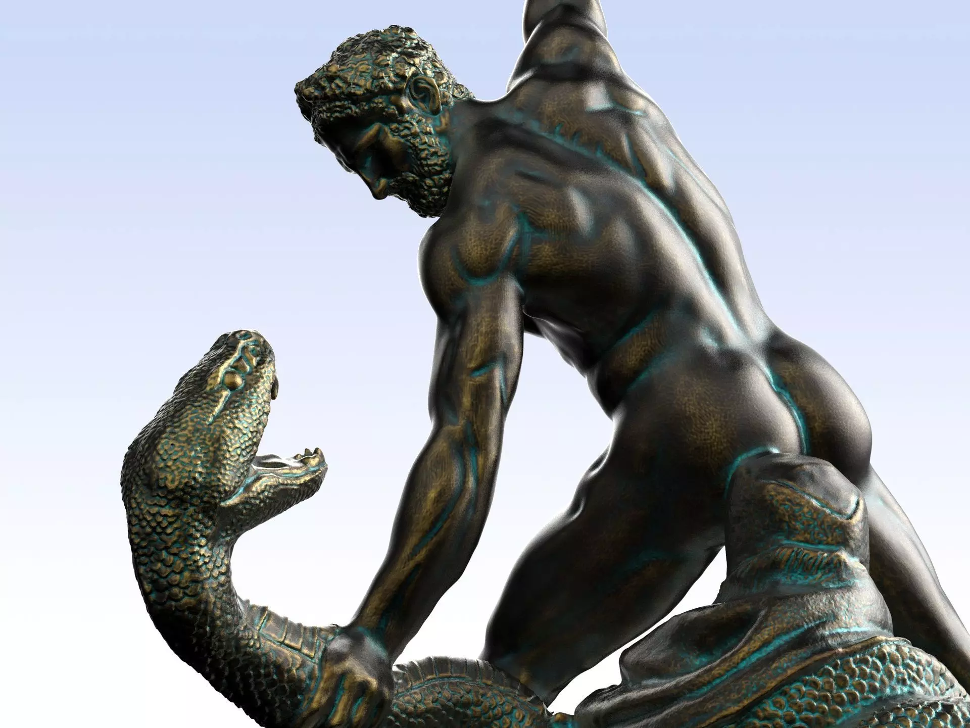 Louvre Hercules fighting Achelous adapted to 3D printing 3D print model