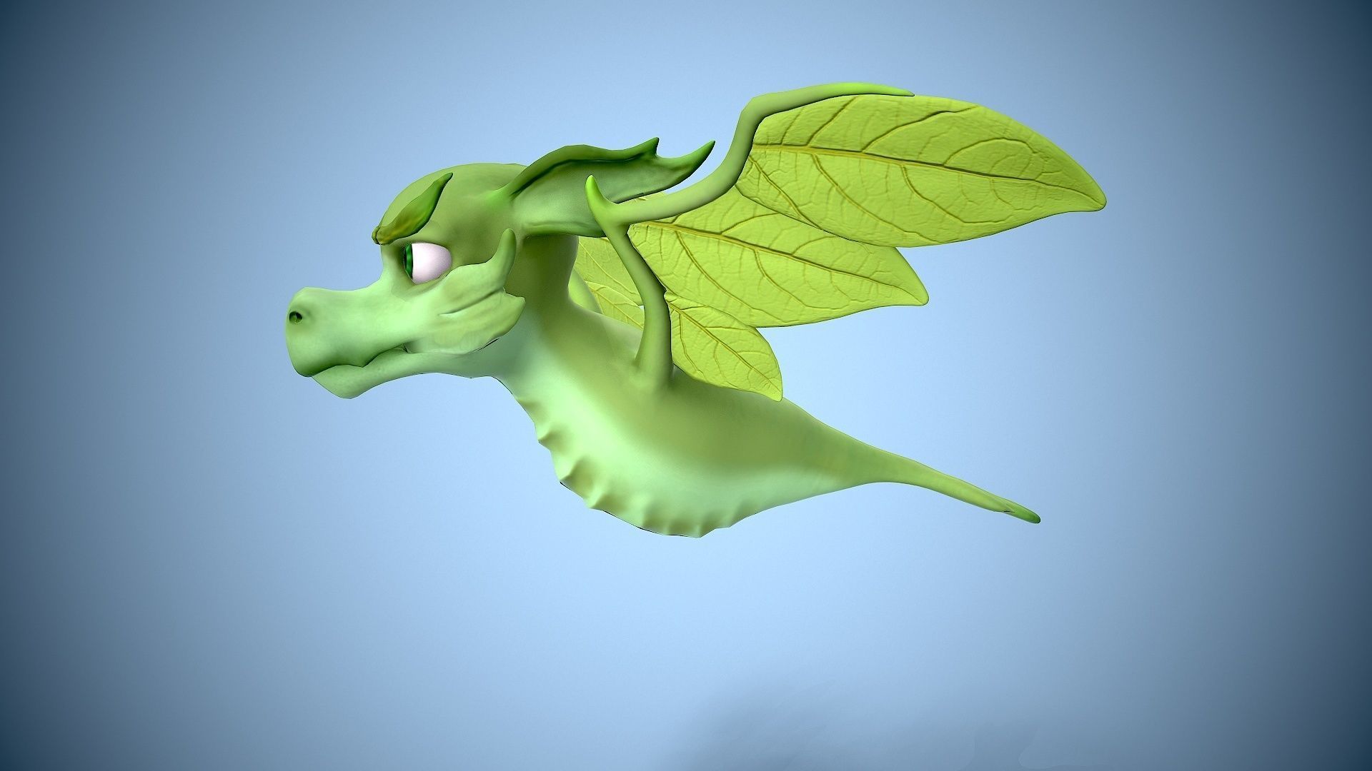 cartoon leaf dragon Low-poly 3D model_7
