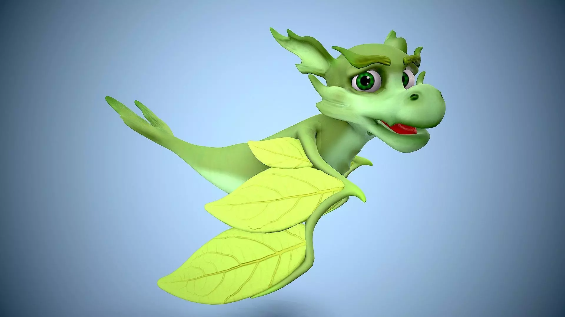 cartoon leaf dragon Low-poly 3D model_0