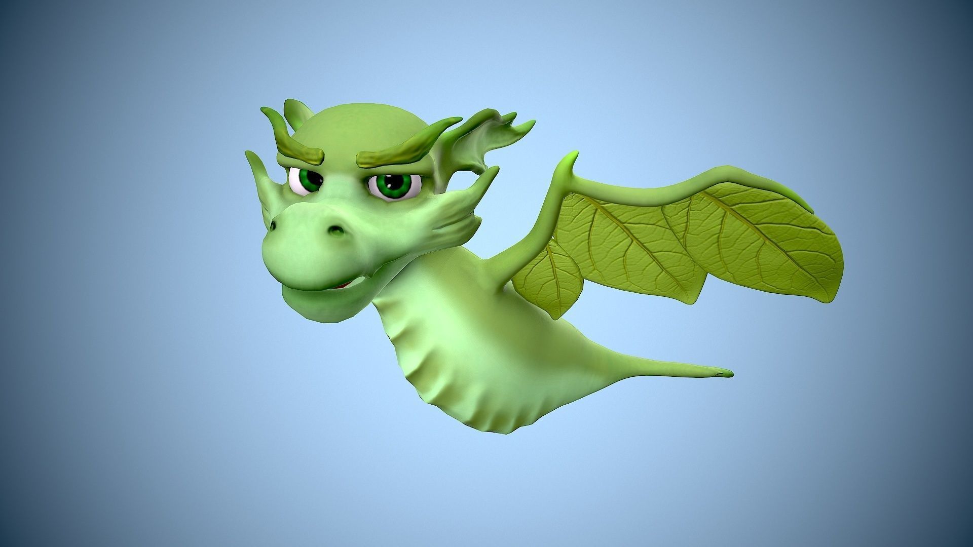 cartoon leaf dragon Low-poly 3D model_10