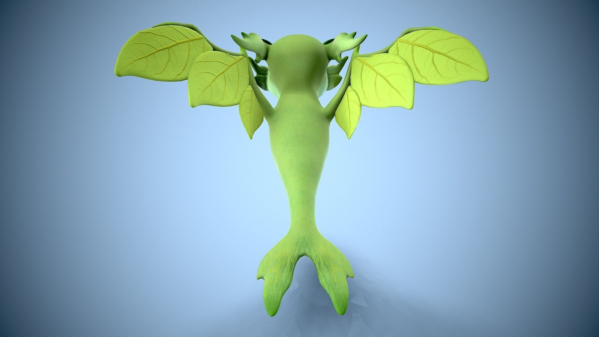 cartoon leaf dragon Low-poly 3D model_5