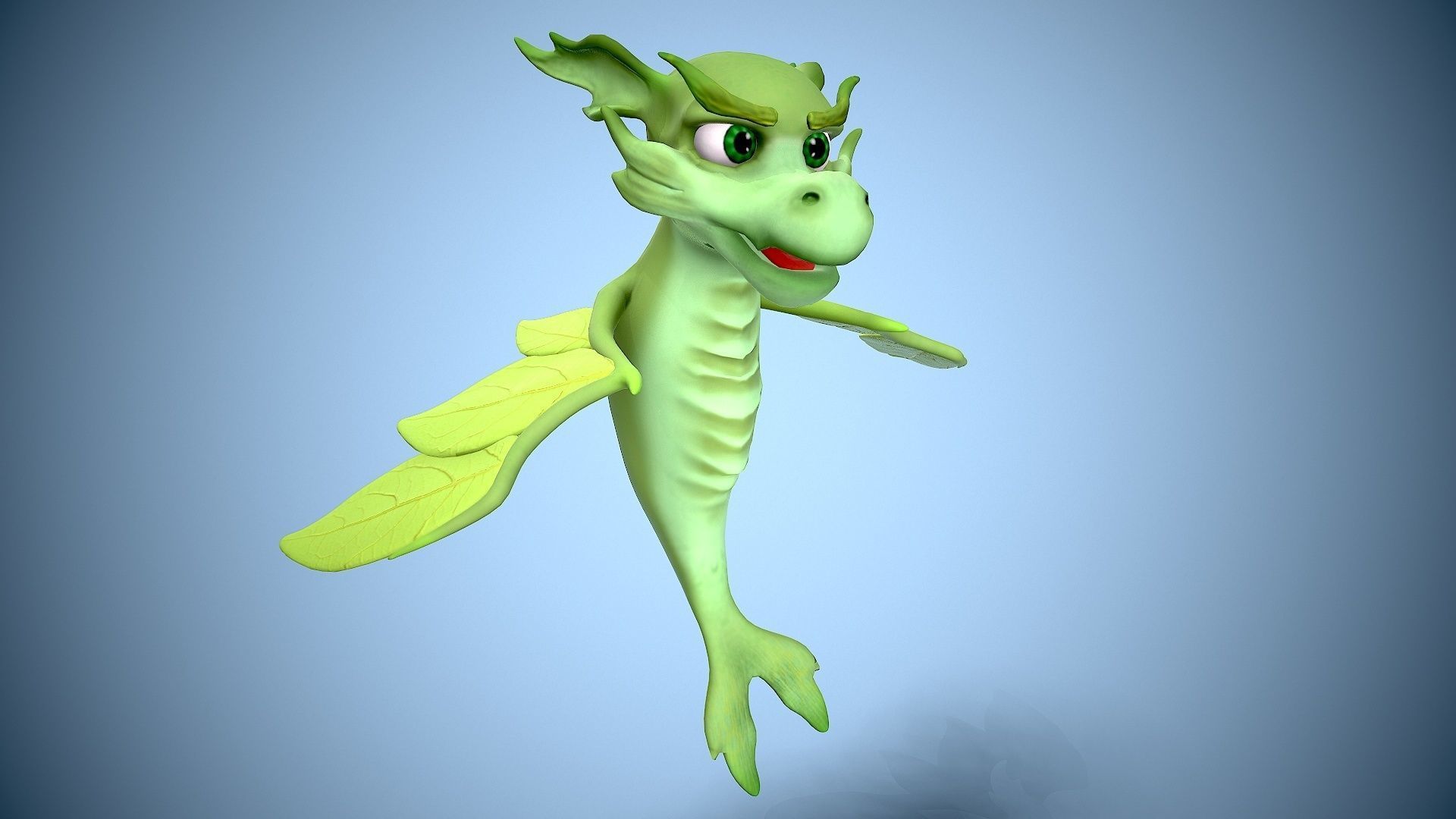 cartoon leaf dragon Low-poly 3D model_11