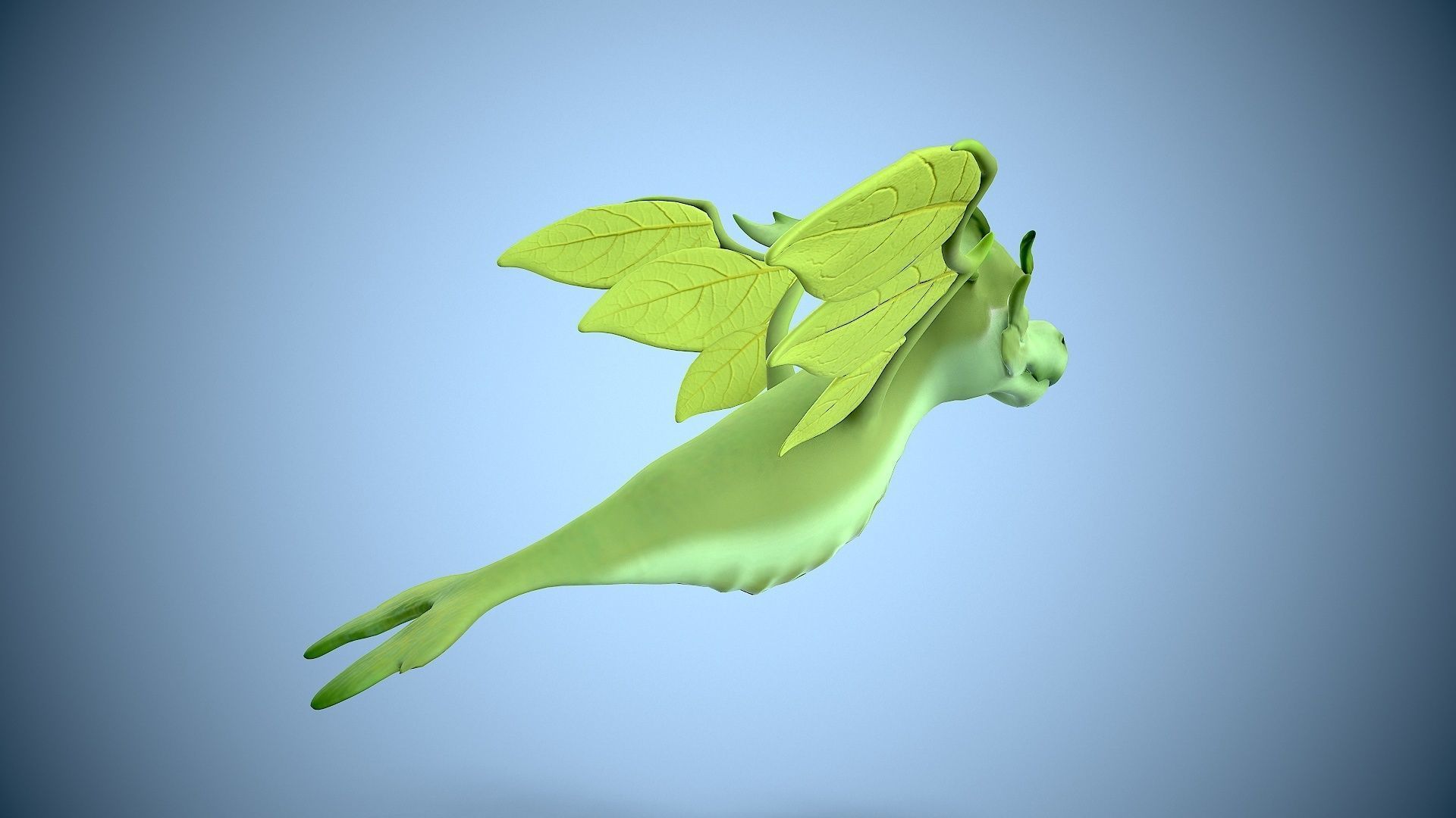 cartoon leaf dragon Low-poly 3D model_4