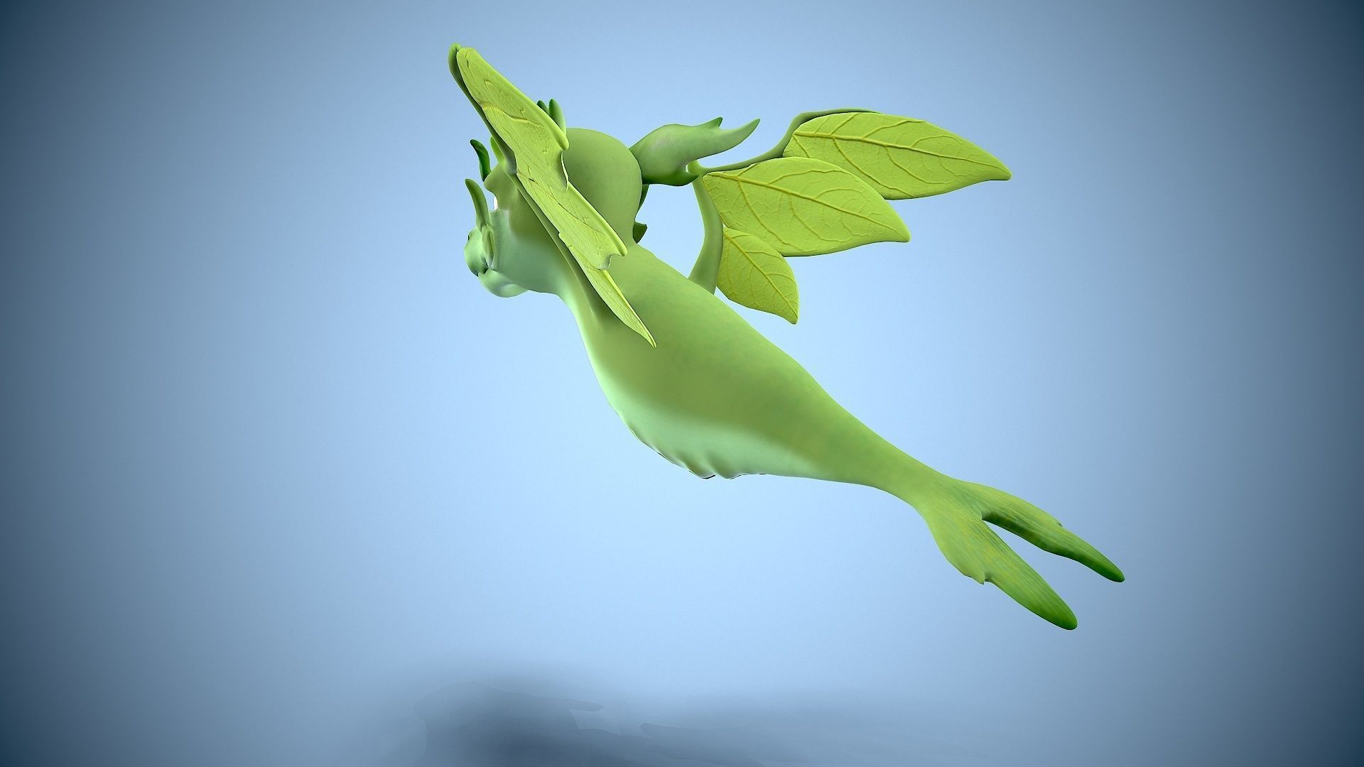 cartoon leaf dragon Low-poly 3D model_6