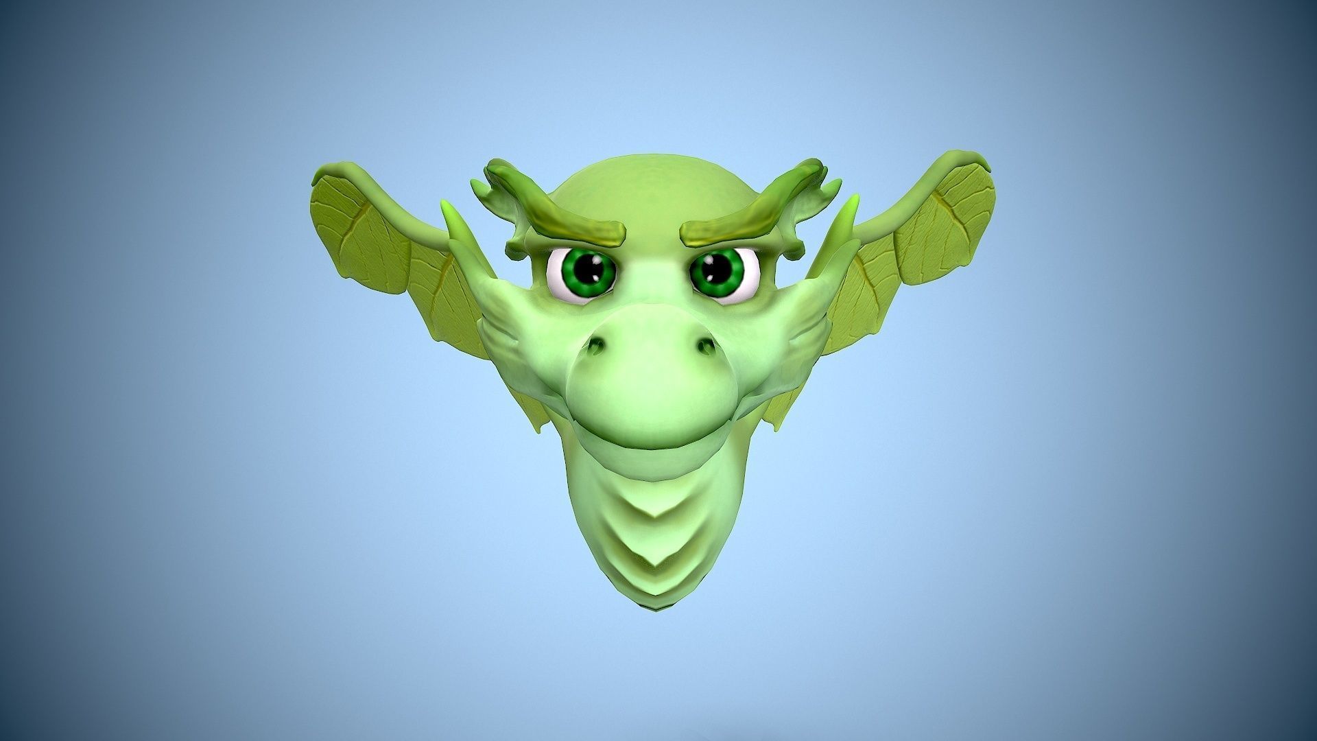 cartoon leaf dragon Low-poly 3D model_9
