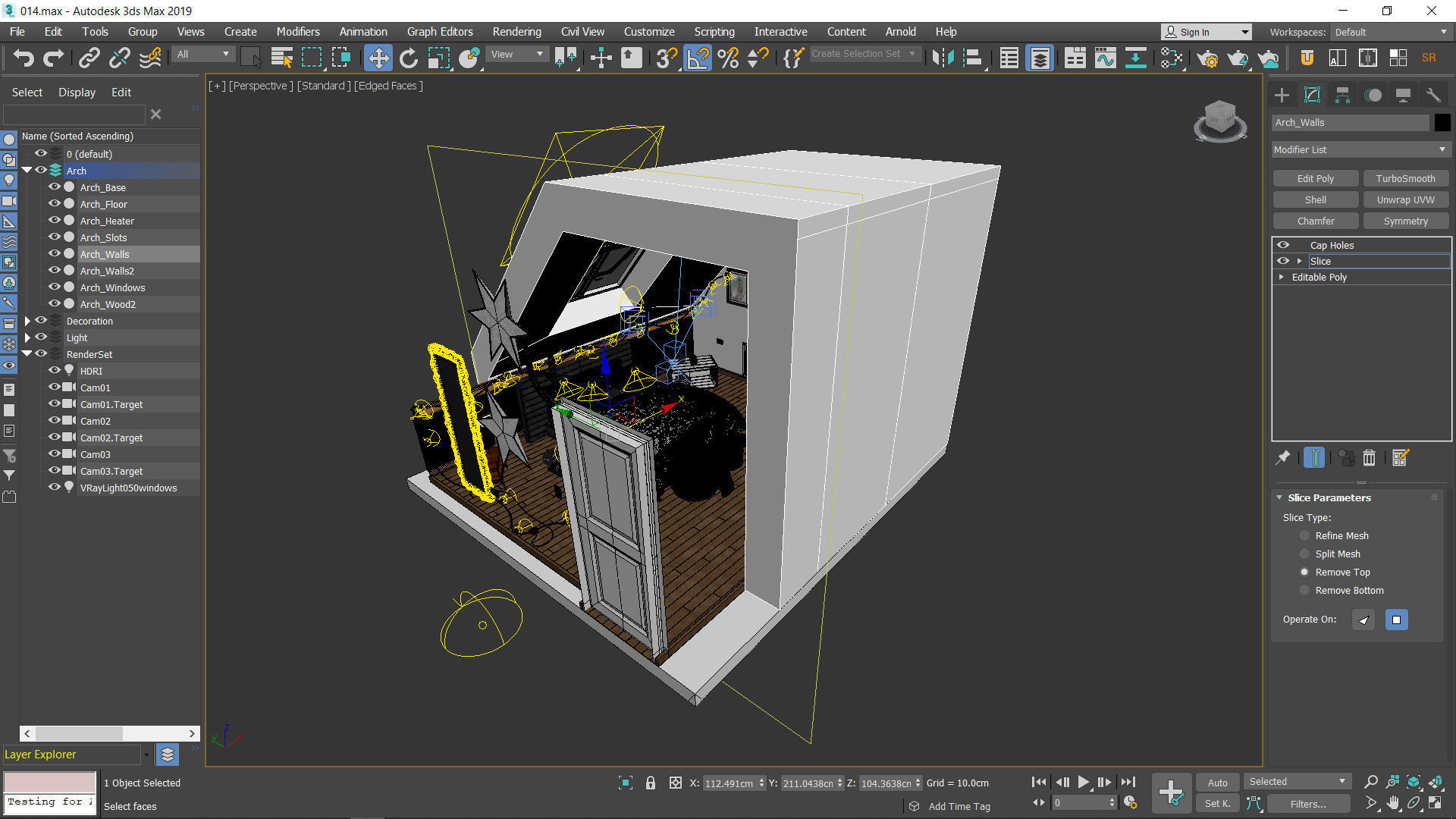 The Room attic bedroom with lights and bed Low-poly 3D model_16