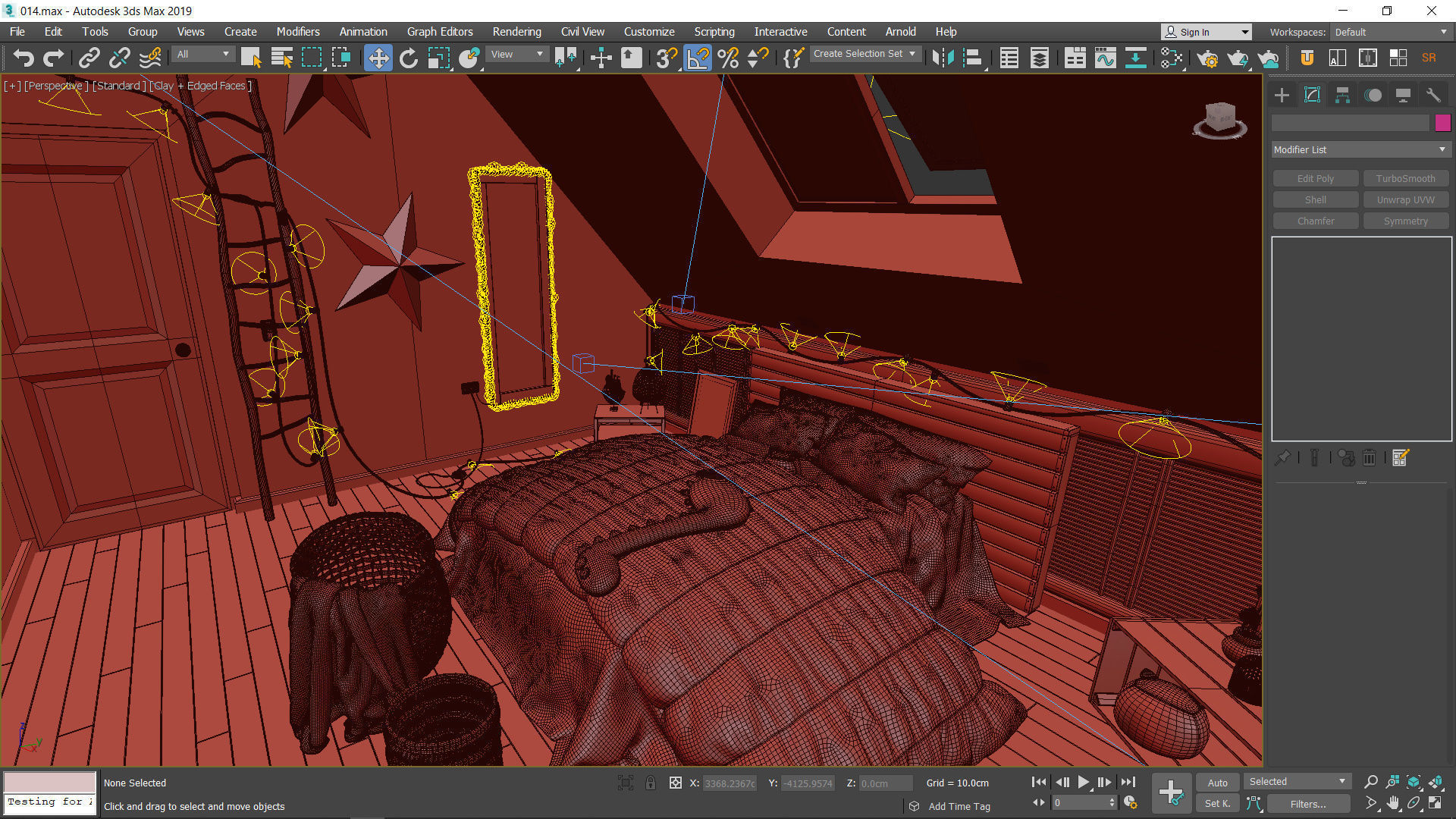 The Room attic bedroom with lights and bed Low-poly 3D model_6