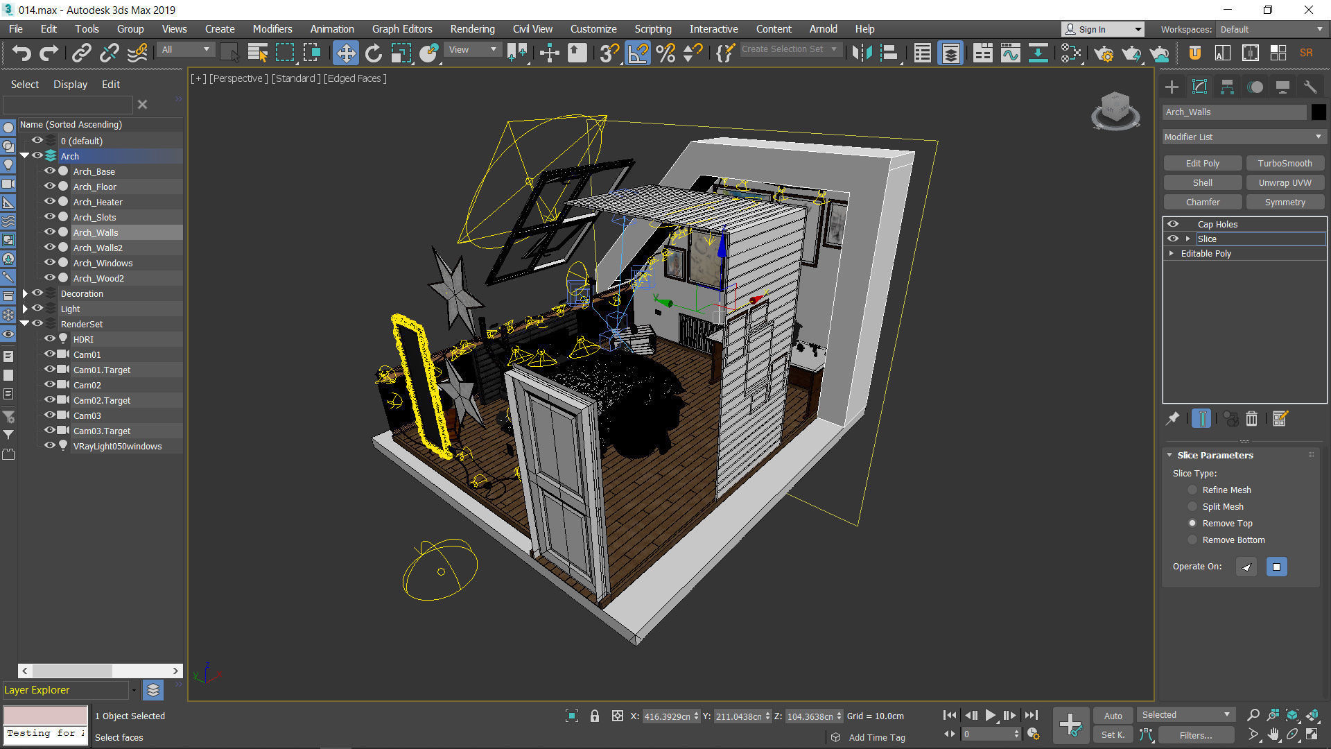 The Room attic bedroom with lights and bed Low-poly 3D model_18