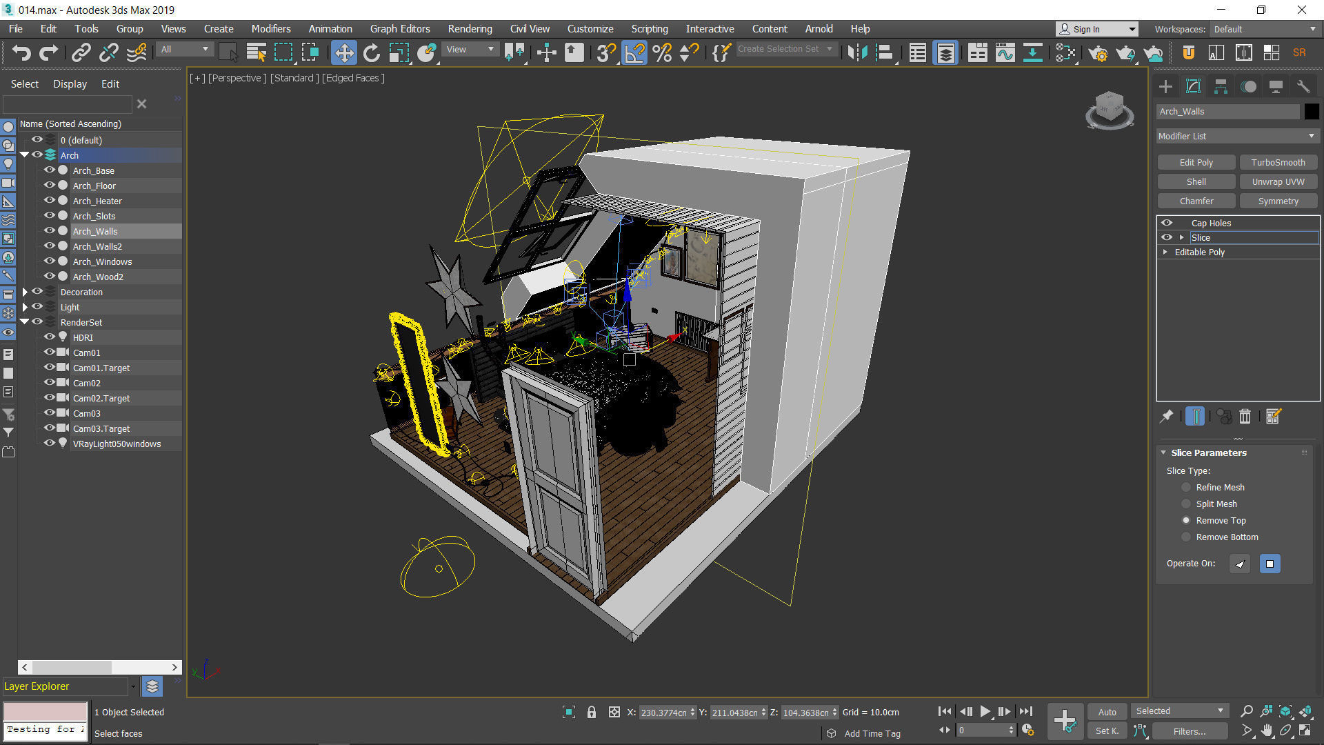 The Room attic bedroom with lights and bed Low-poly 3D model_17