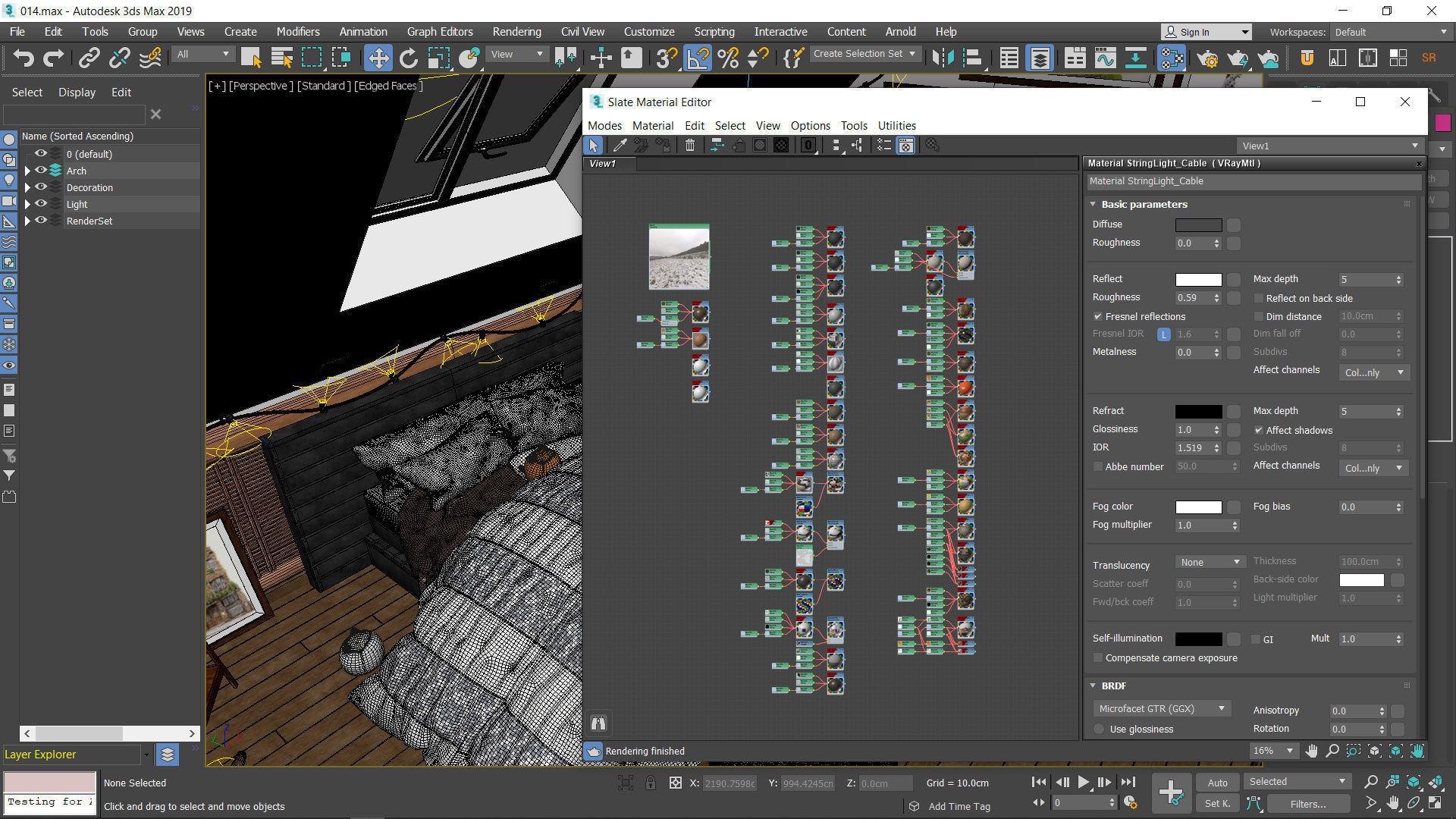 The Room attic bedroom with lights and bed Low-poly 3D model_20