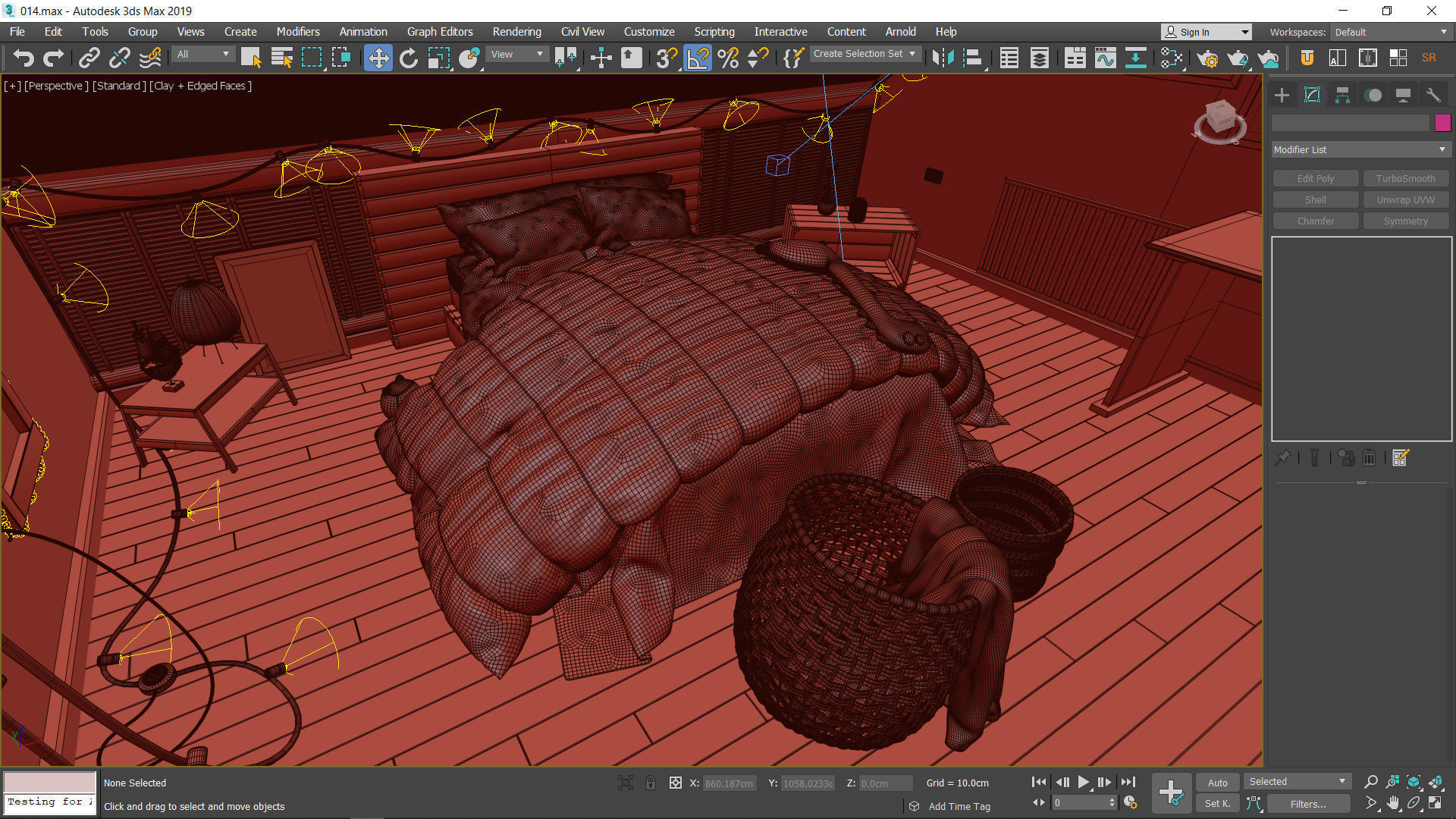 The Room attic bedroom with lights and bed Low-poly 3D model_7