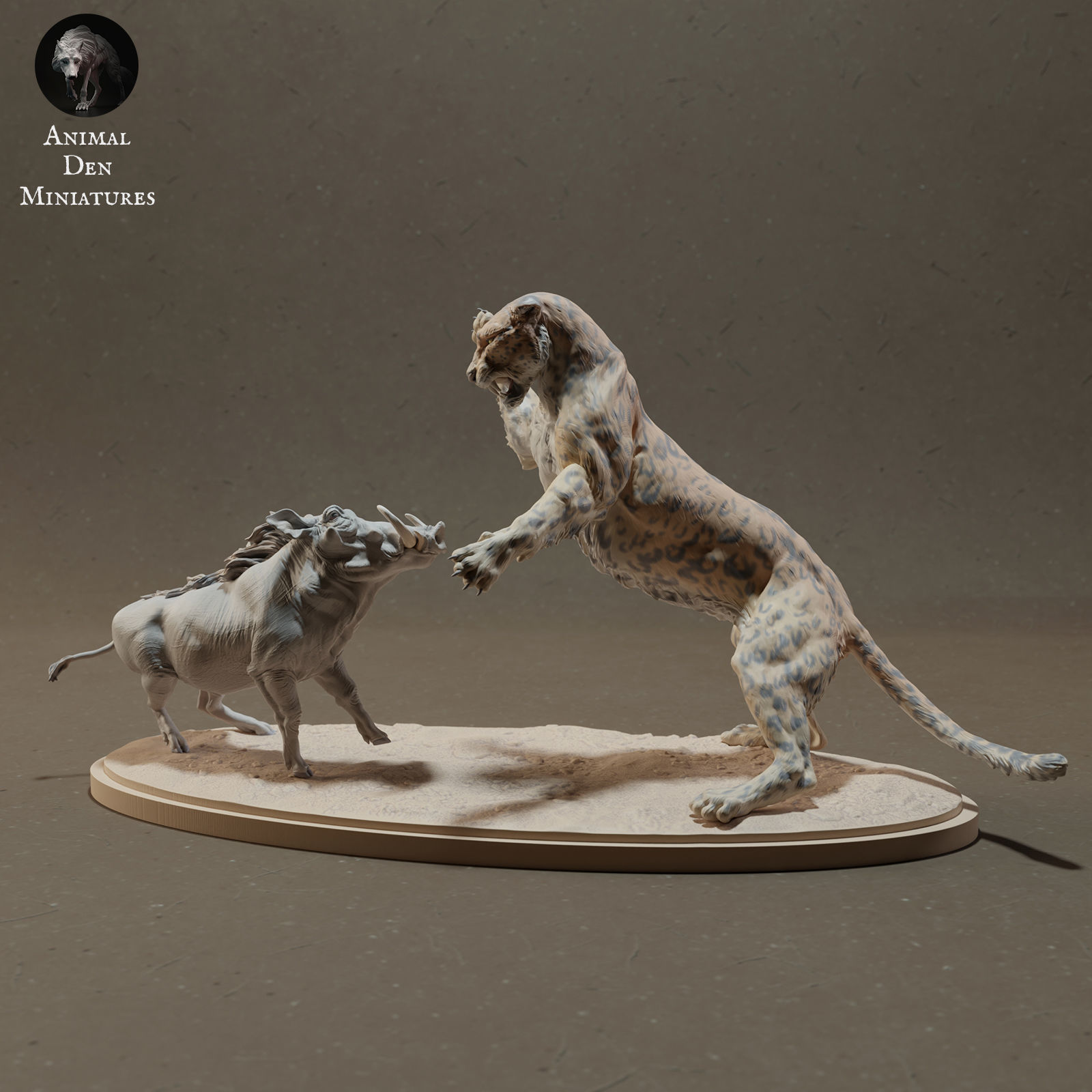 Leopard Hunting Common Warthog 3D print model_4