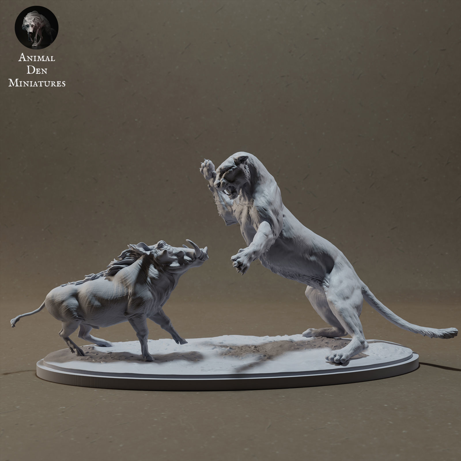 Leopard Hunting Common Warthog 3D print model_1