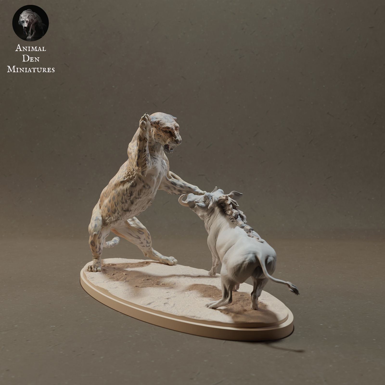 Leopard Hunting Common Warthog 3D print model_2