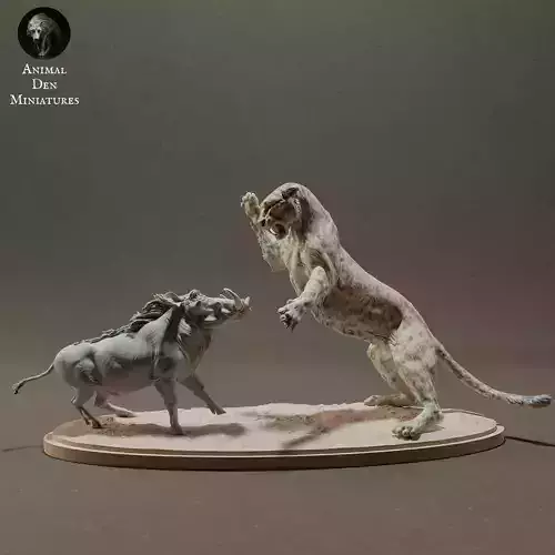 Leopard Hunting Common Warthog 3D print model