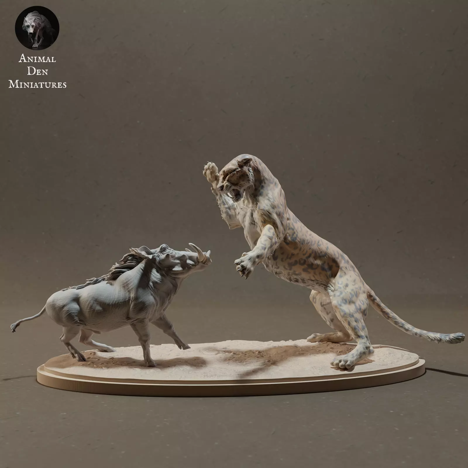 Leopard Hunting Common Warthog 3D print model_0