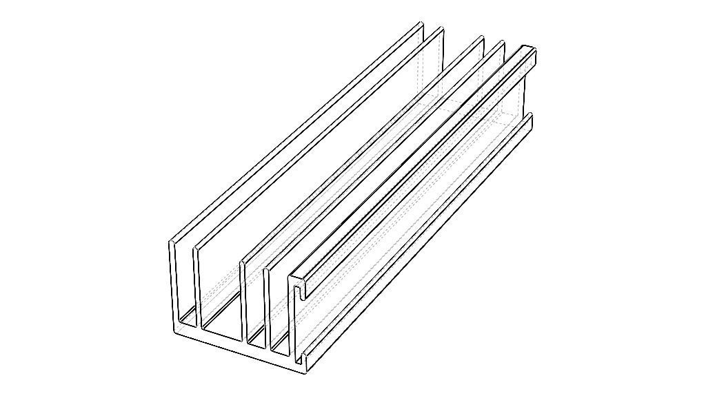 Aluminum Extruded Heat Sink MOD AL-014hs Low-poly 3D model_3