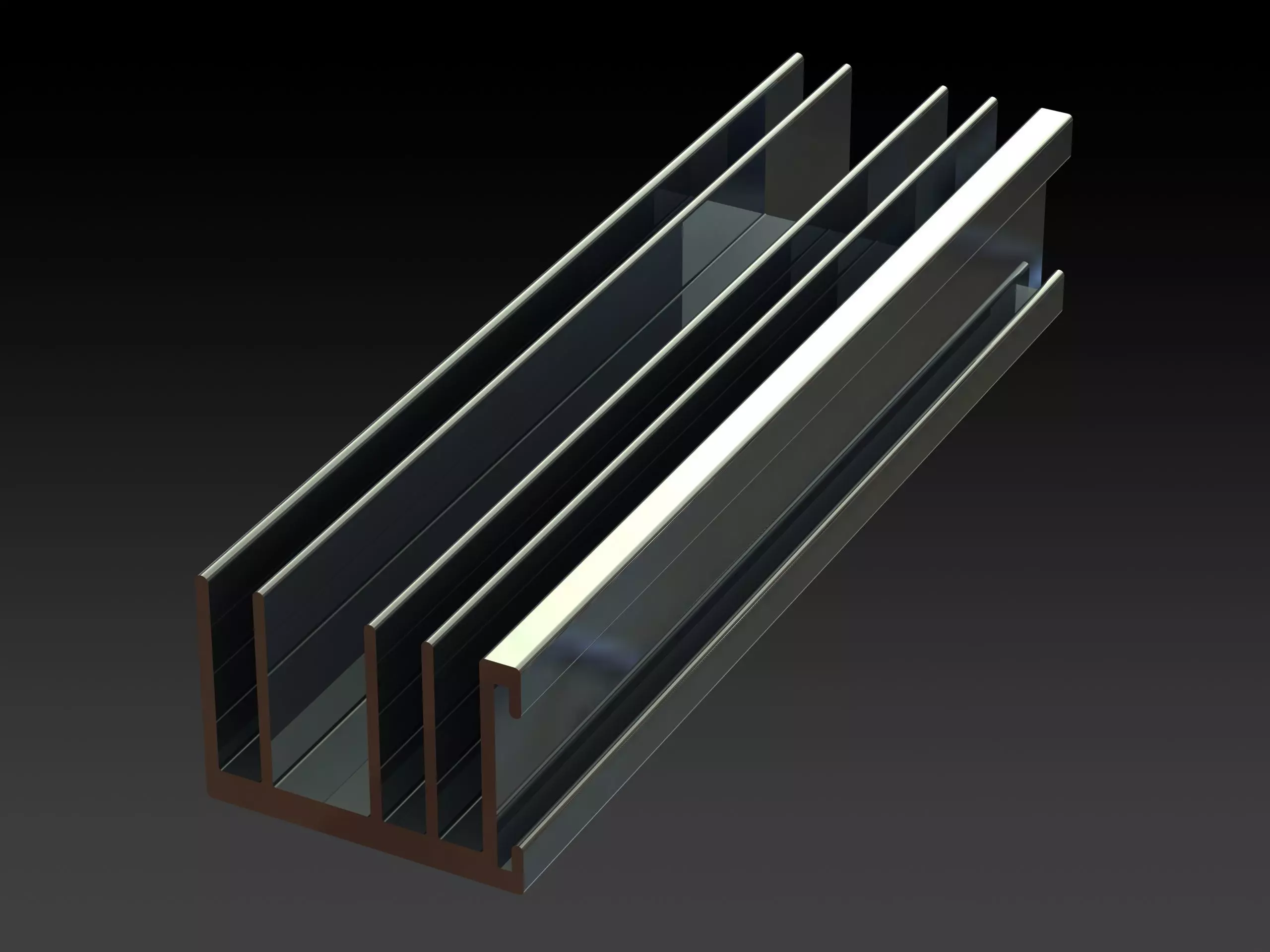 Aluminum Extruded Heat Sink MOD AL-014hs Low-poly 3D model_0