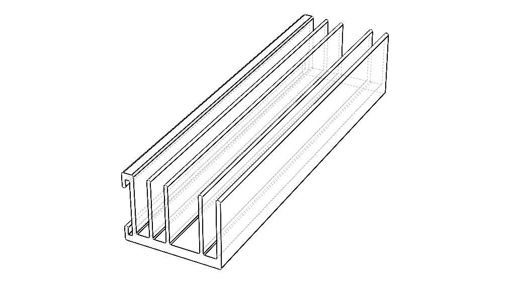 Aluminum Extruded Heat Sink MOD AL-014hs Low-poly 3D model_17