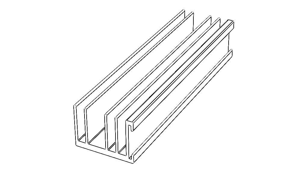 Aluminum Extruded Heat Sink MOD AL-014hs Low-poly 3D model_2