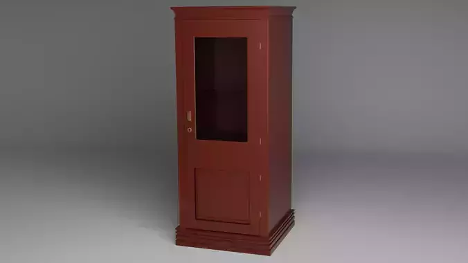 low-poly sideboard cabinet with glass doors