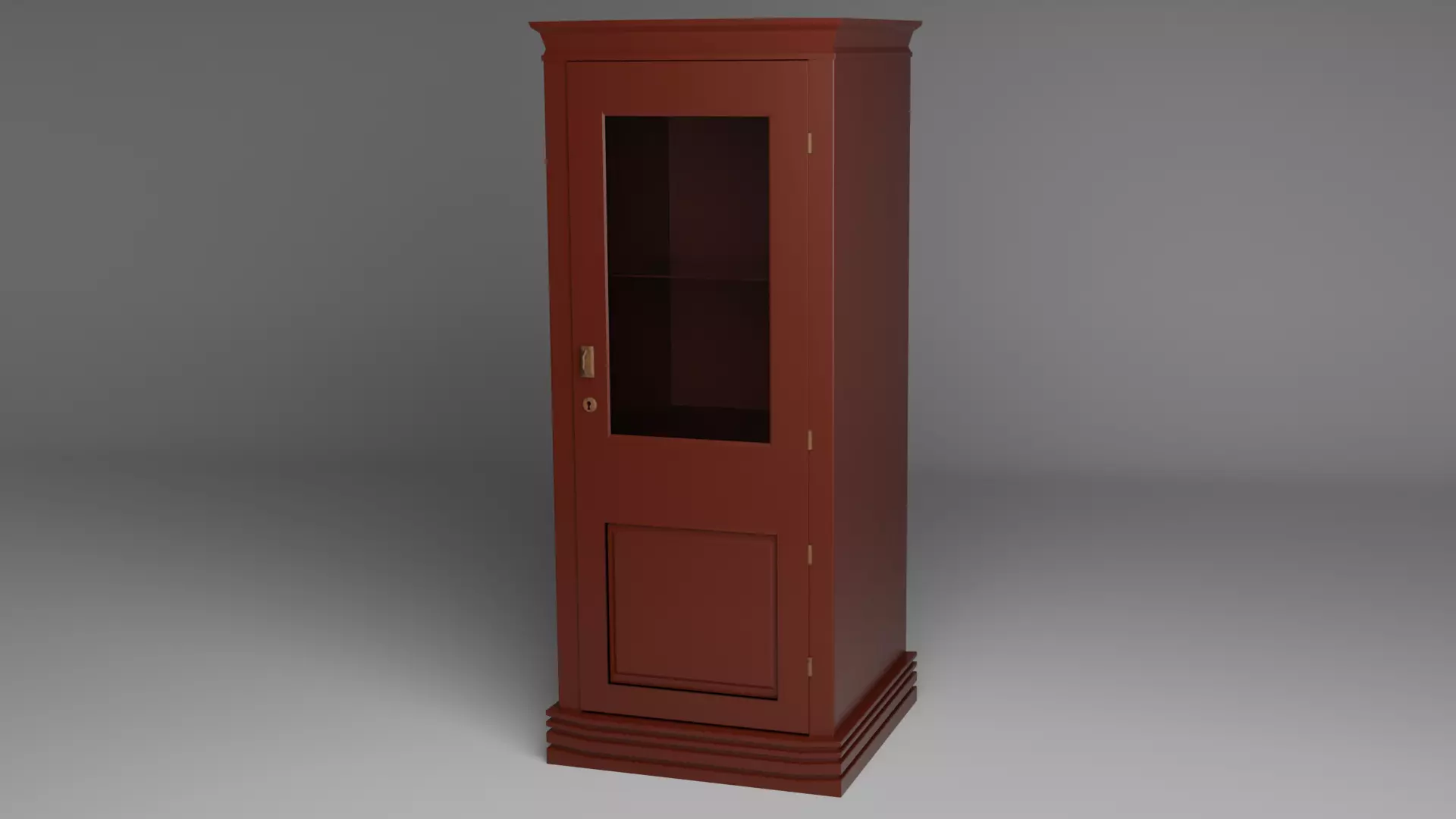 low-poly sideboard cabinet with glass doors 3D model_0