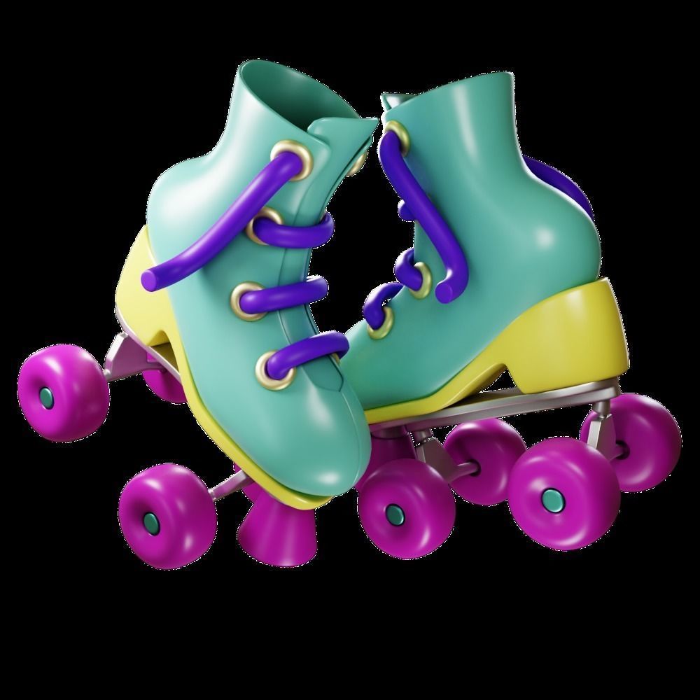 Cartoon Roller Skates Low-poly 3D model_6