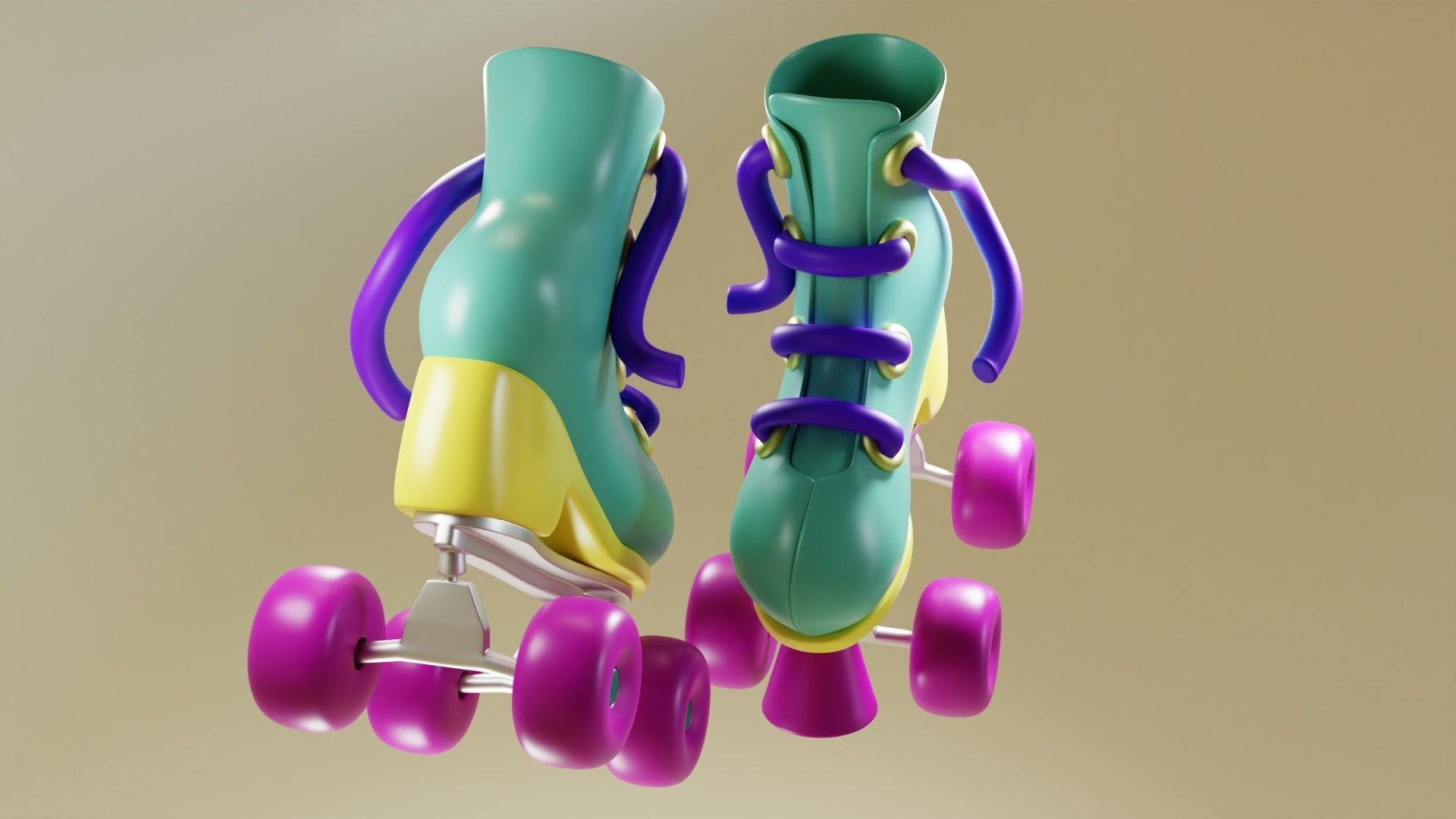 Cartoon Roller Skates Low-poly 3D model_1