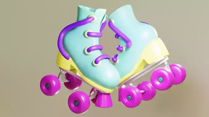 Cartoon Roller Skates Low-poly 3D model