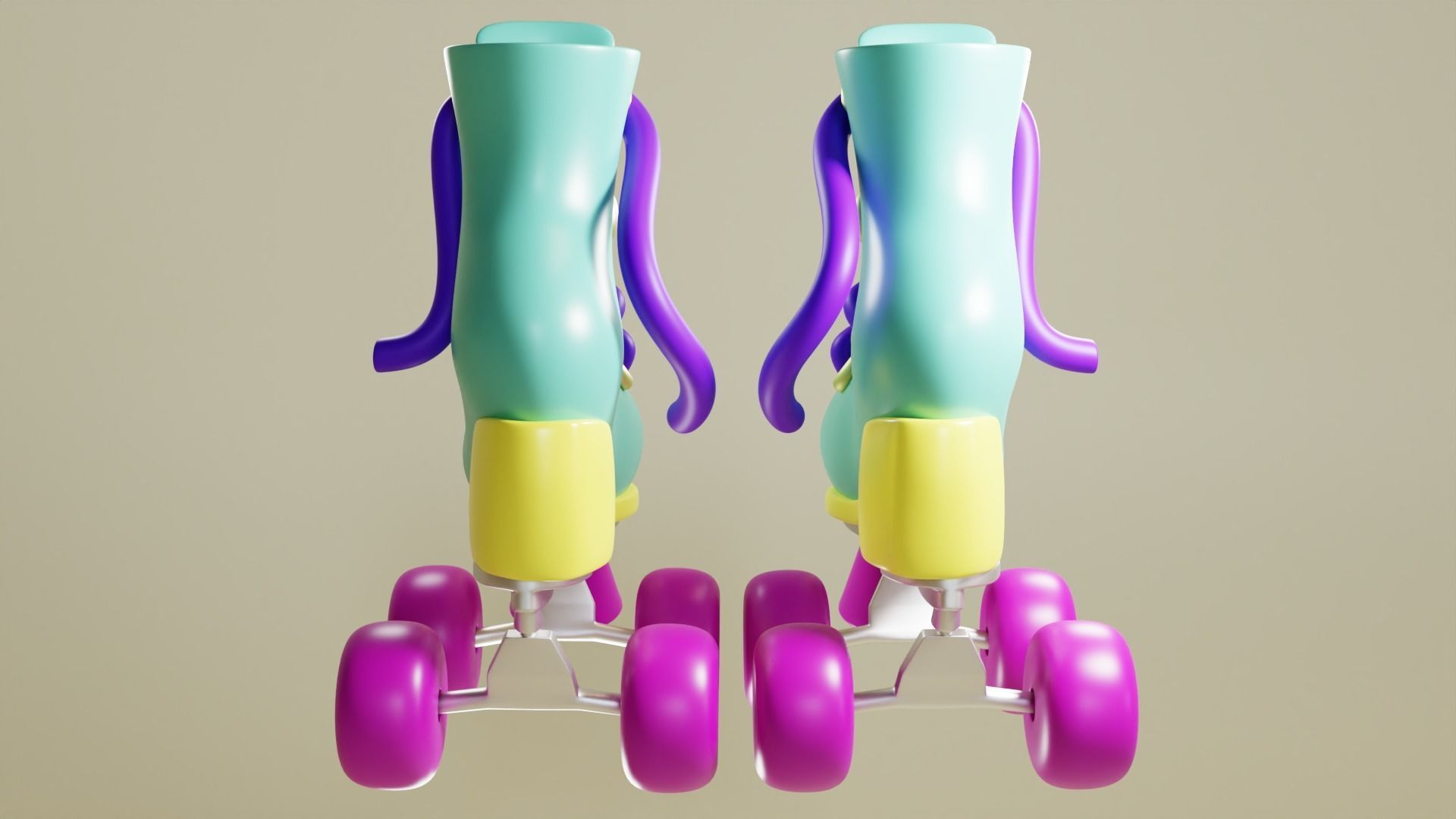 Cartoon Roller Skates Low-poly 3D model_5
