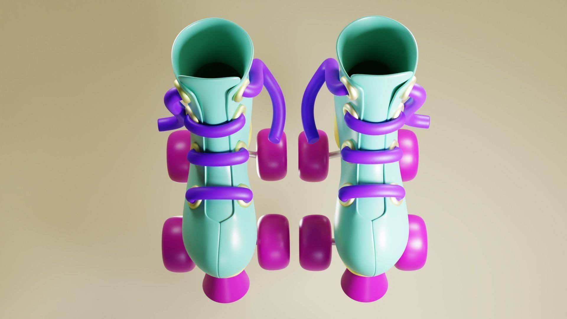 Cartoon Roller Skates Low-poly 3D model_4
