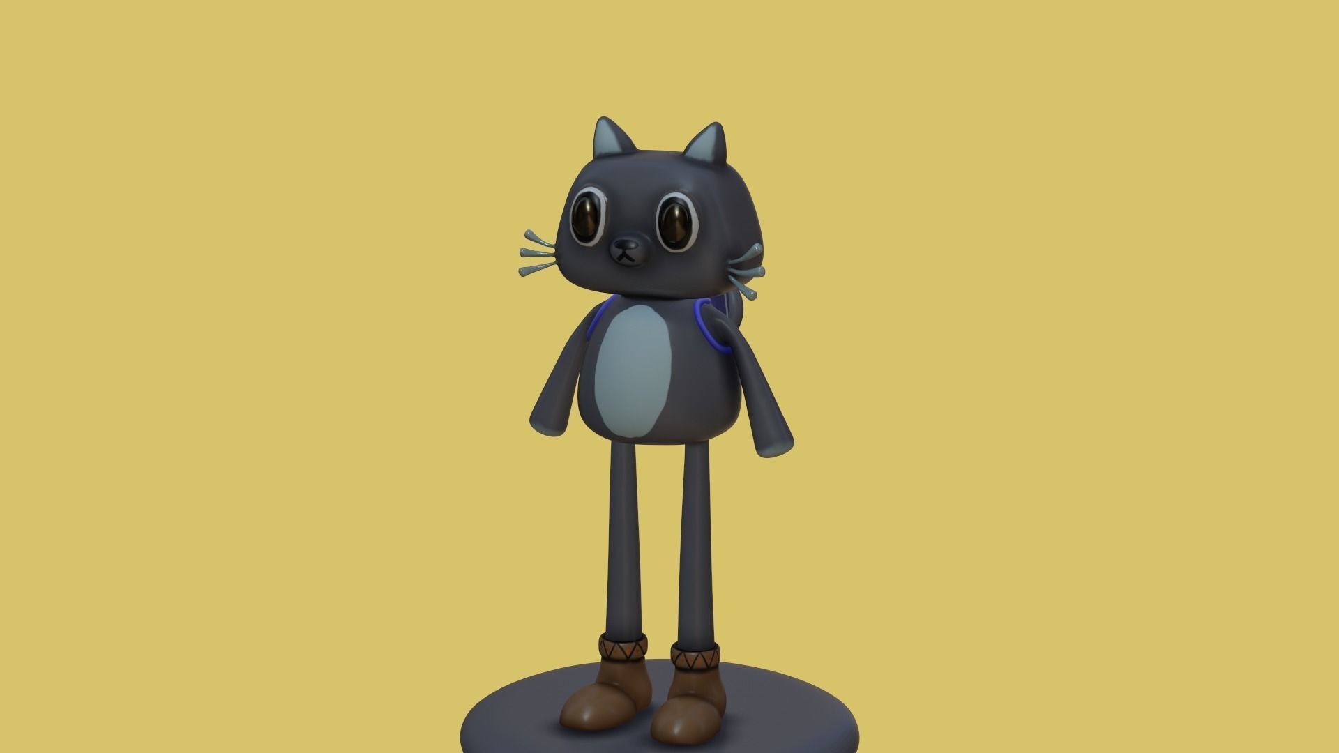 Cute cartoon cat with big eyes 3D print model_9