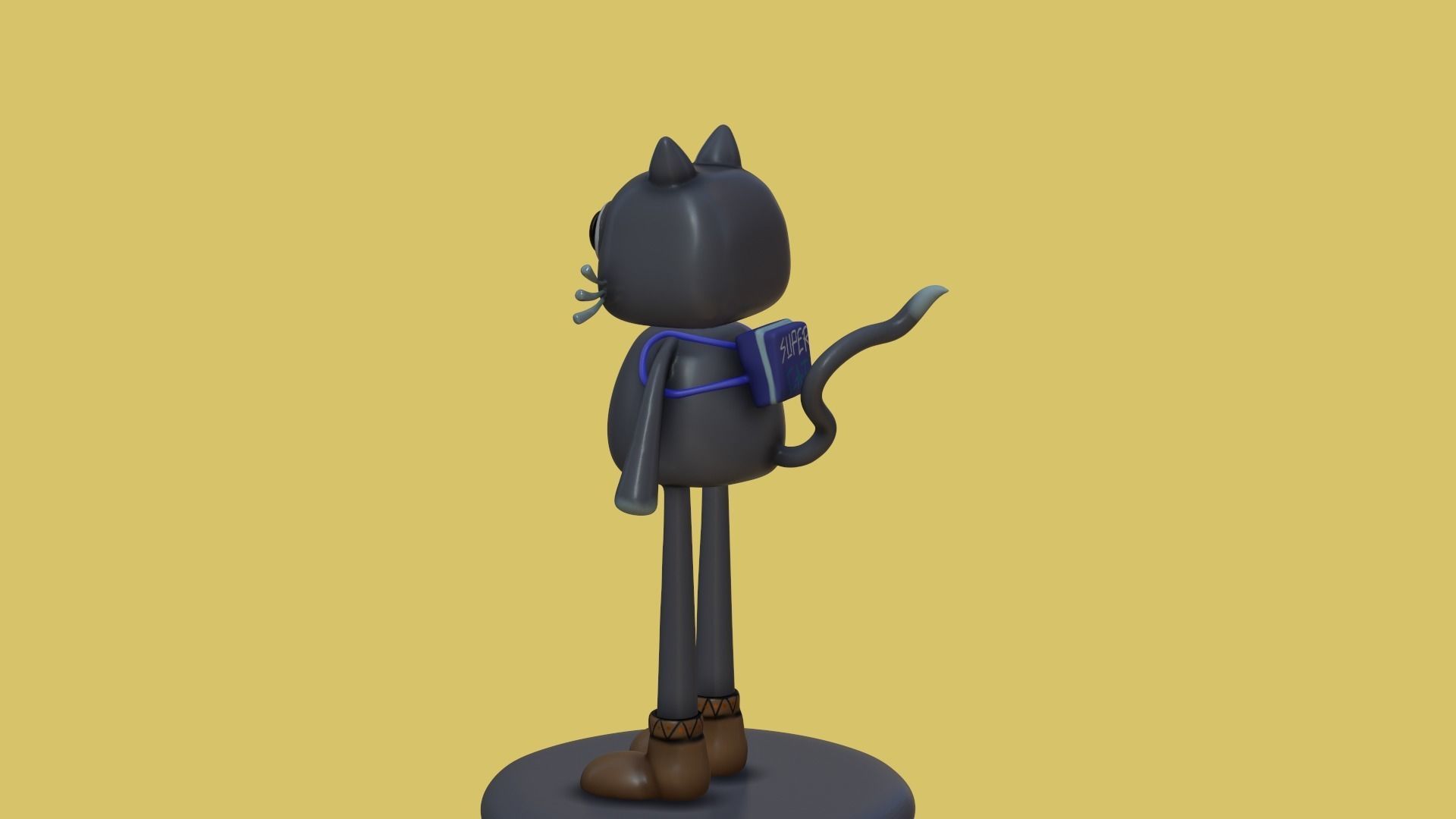 Cute cartoon cat with big eyes 3D print model_13