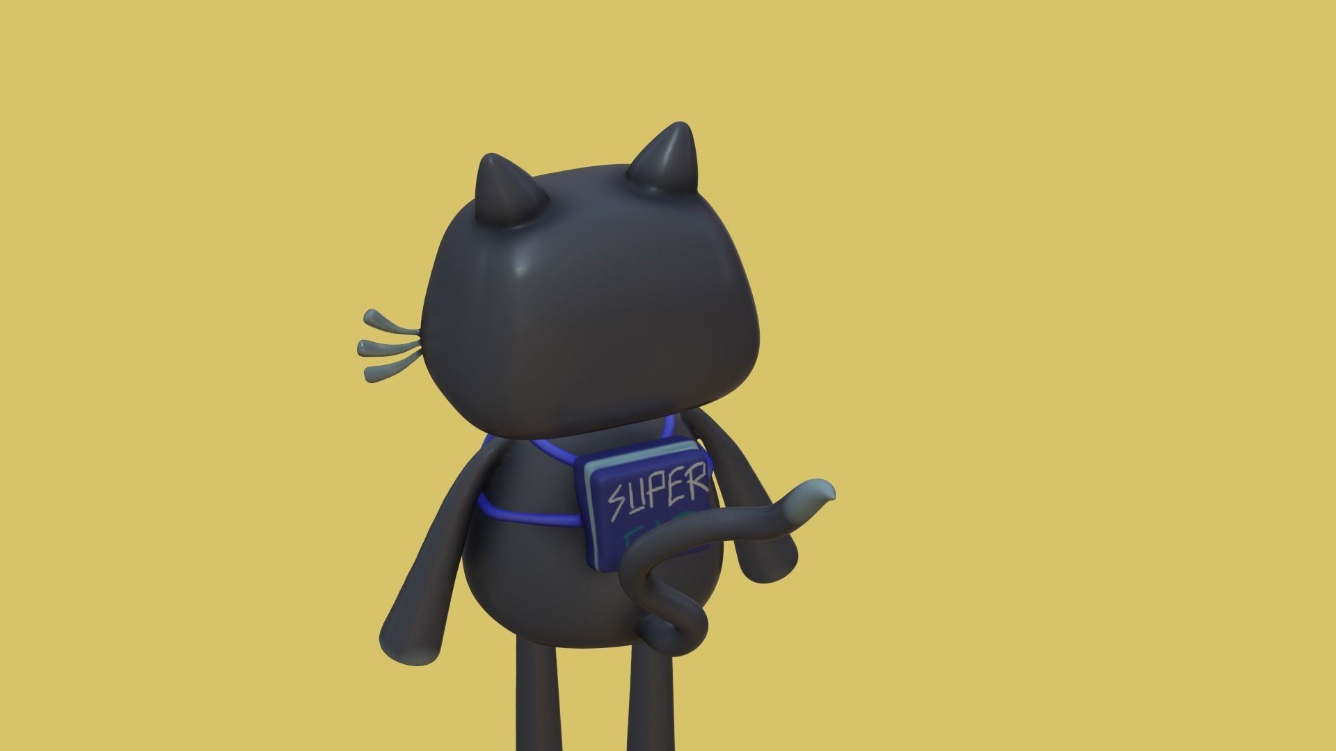 Cute cartoon cat with big eyes 3D print model_2