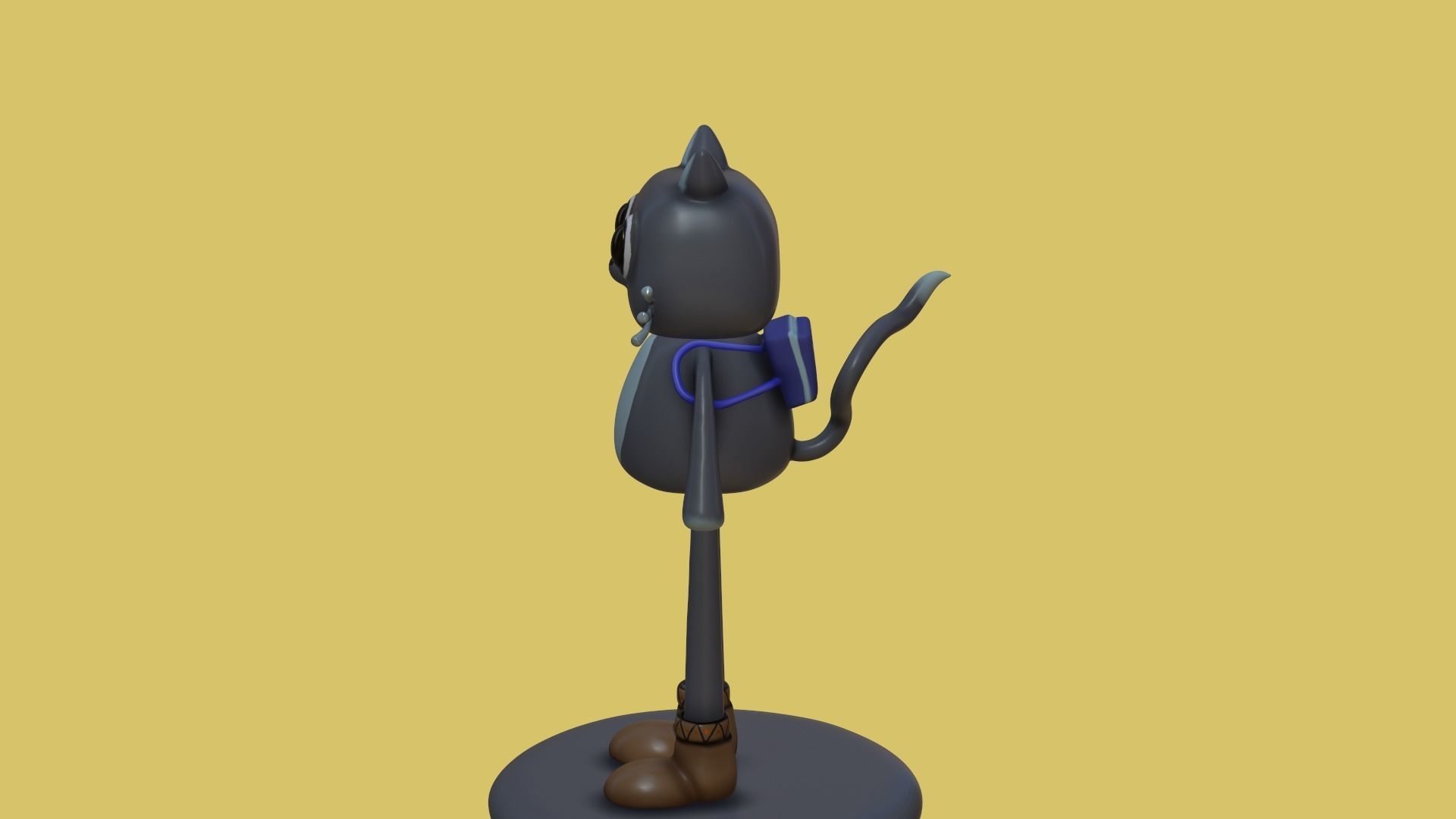 Cute cartoon cat with big eyes 3D print model_12