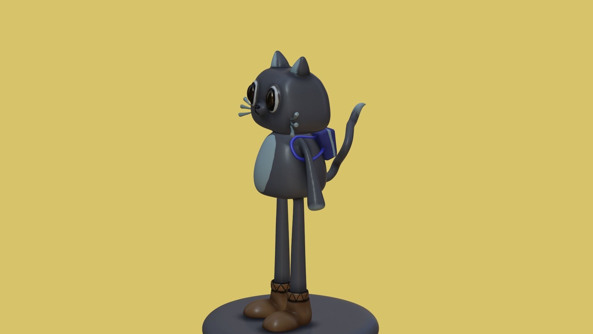 Cute cartoon cat with big eyes 3D print model_11