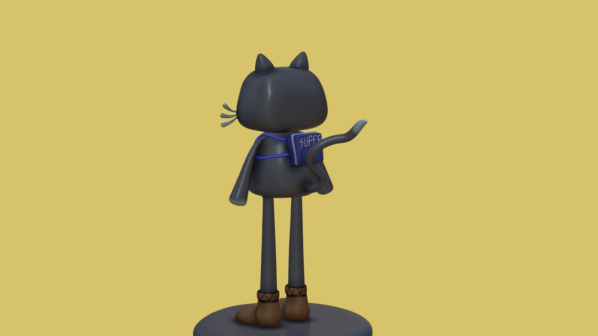 Cute cartoon cat with big eyes 3D print model_14