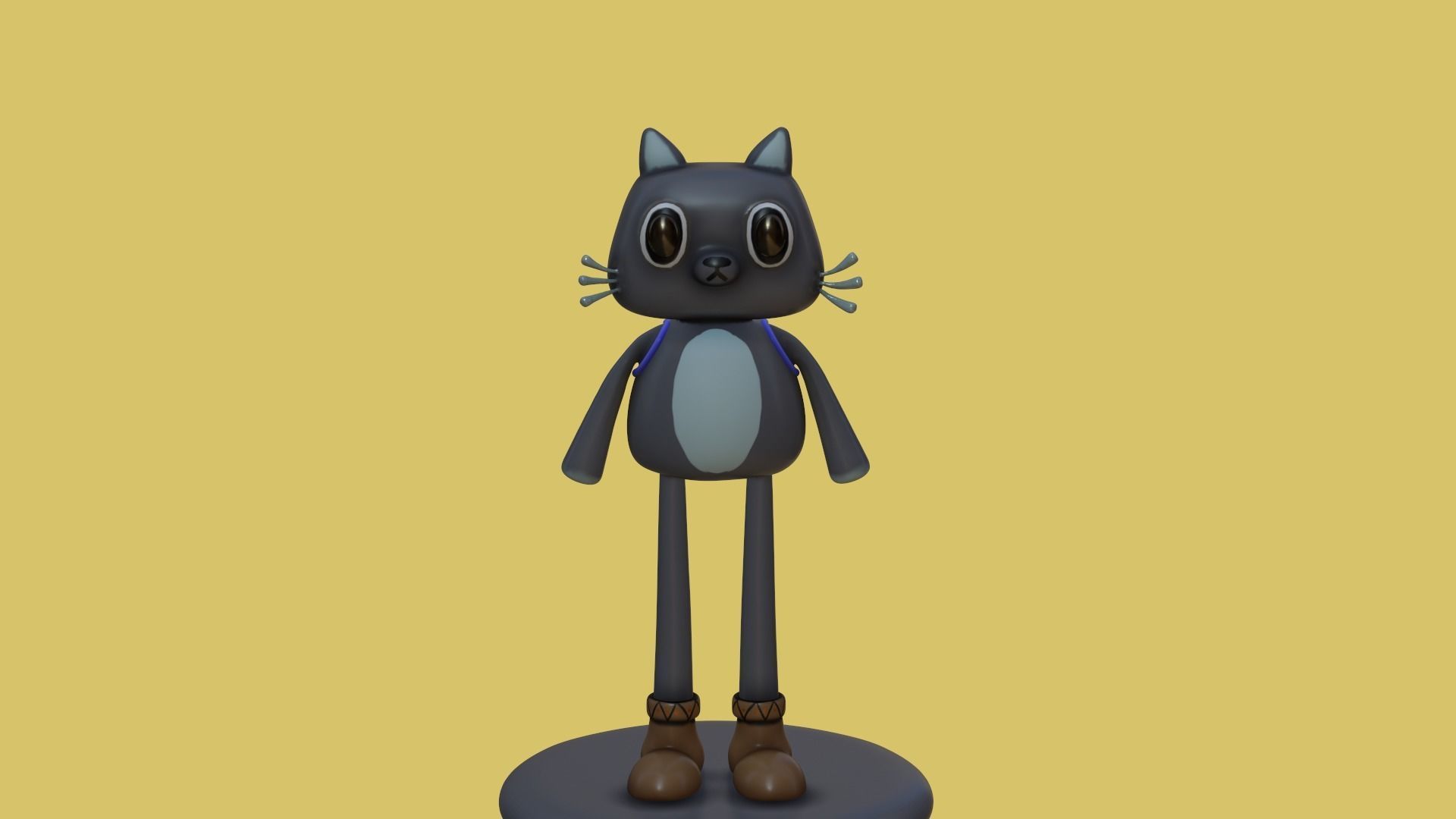 Cute cartoon cat with big eyes 3D print model_8