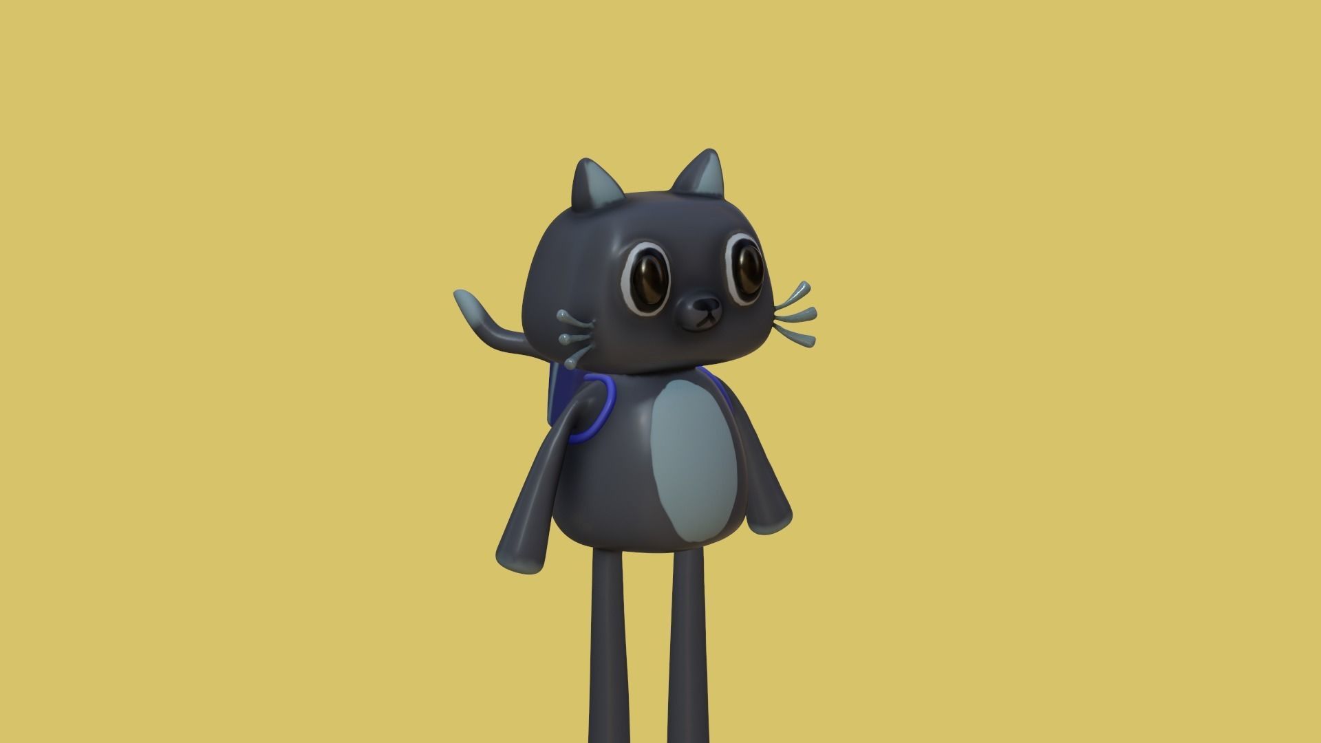 Cute cartoon cat with big eyes 3D print model_5