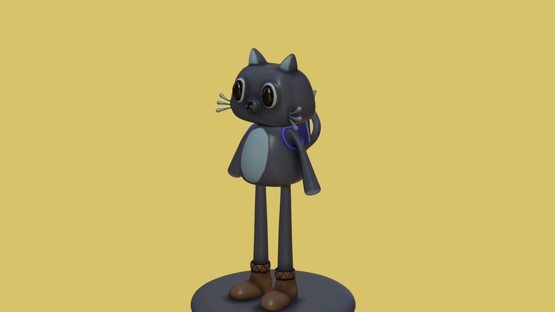 Cute cartoon cat with big eyes 3D print model_10