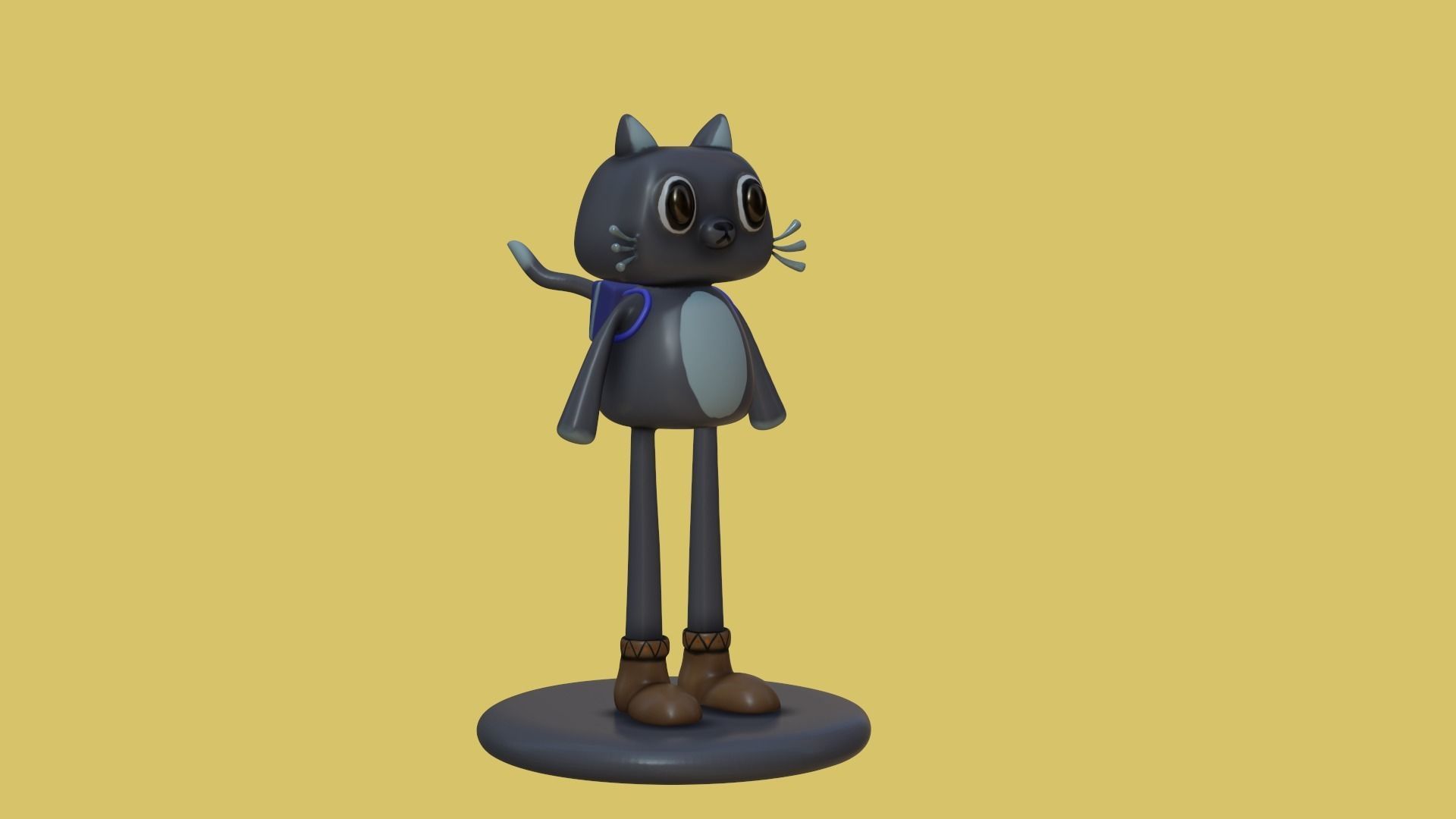 Cute cartoon cat with big eyes 3D print model_16