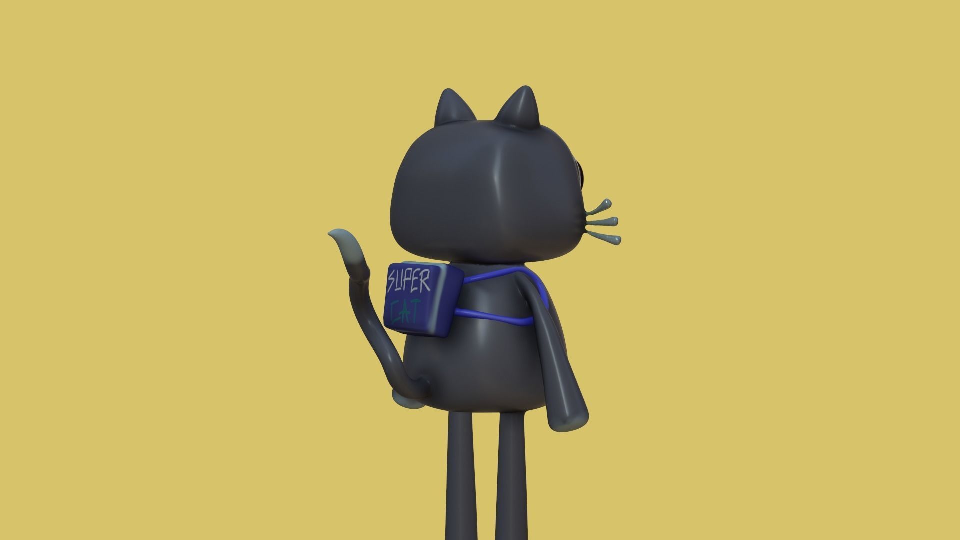 Cute cartoon cat with big eyes 3D print model_3