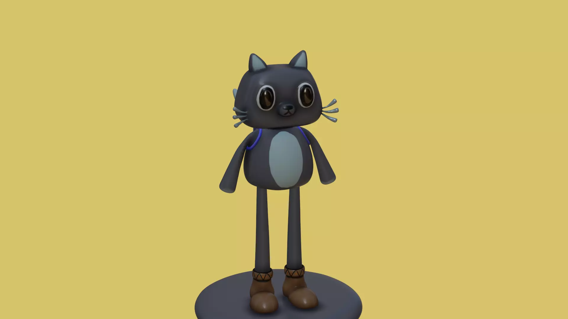 Cute cartoon cat with big eyes 3D print model_0