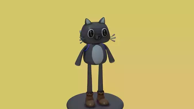 Cute cartoon cat with big eyes