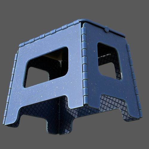 PLASTIC FOLDING STOOL Low-poly 3D model 3