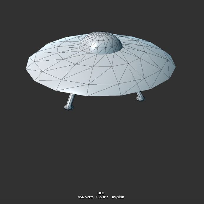 Low Poly UFO spaceship with lights Low-poly 3D model_2