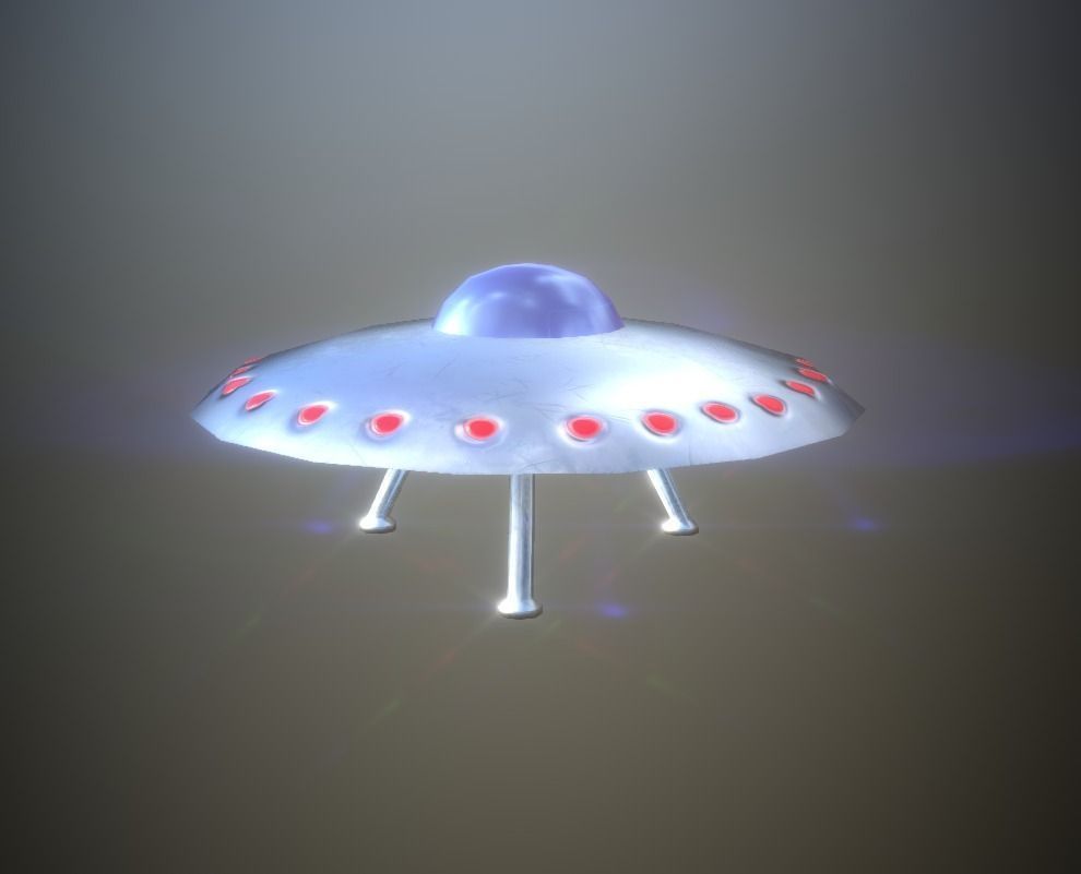 Low Poly UFO spaceship with lights Low-poly 3D model_0