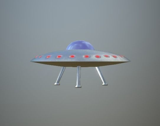 Low Poly UFO spaceship with lights Low-poly 3D model_1