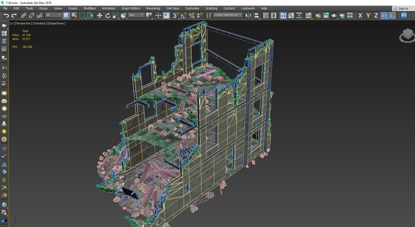 DESTROYED BUILDING 03 Low-poly 3D model_7