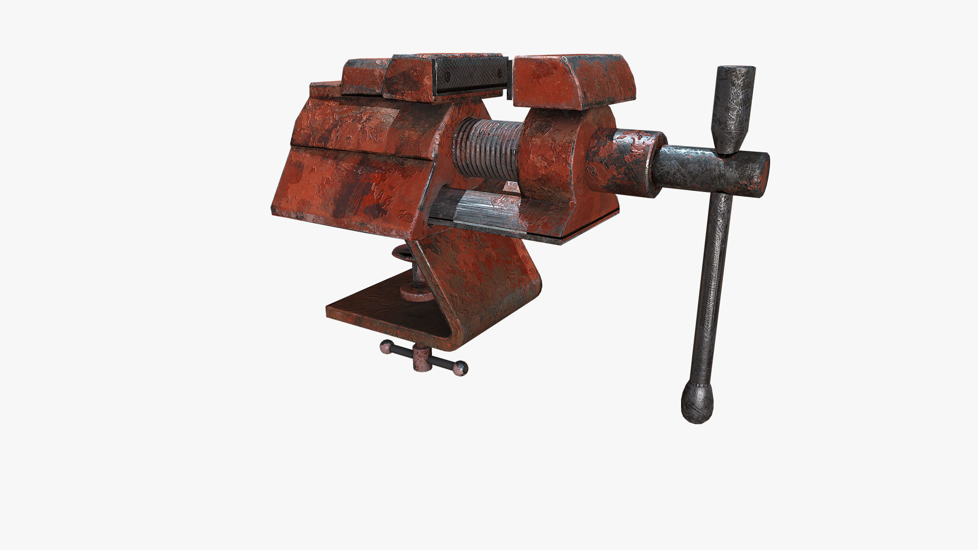 Old Vise tool Low-poly 3D model_4
